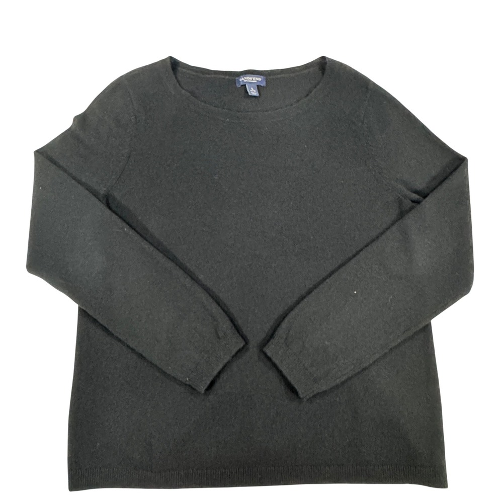 Lands End 100% Cashmere Boat Neck Sweater Women's Size L Preppy Business Casual